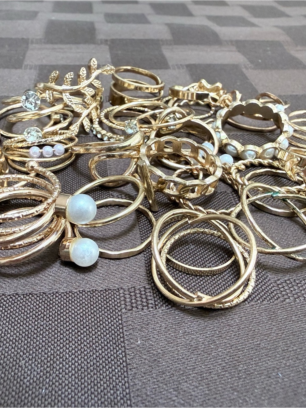 Gold Tone Fashion Stacking Ring Lot - Multi-Pack (Sizes 6-8.5)